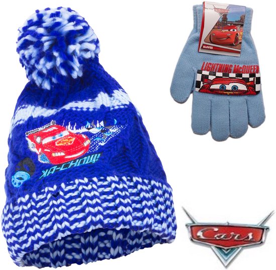 Disney Cars Winterset - Muts + Handschoenen - Blauw - Maat 52 cm - ± 2-3 jaar