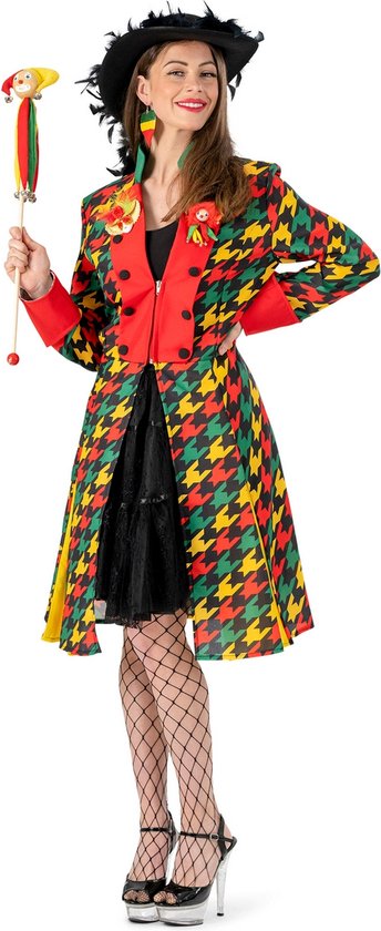 Funny Fashion - Limburg Kostuum - Carnaval Limburg Jas Vrouw - Rood, Geel, Groen - Maat 44-46 - Carnavalskleding - Verkleedkleding