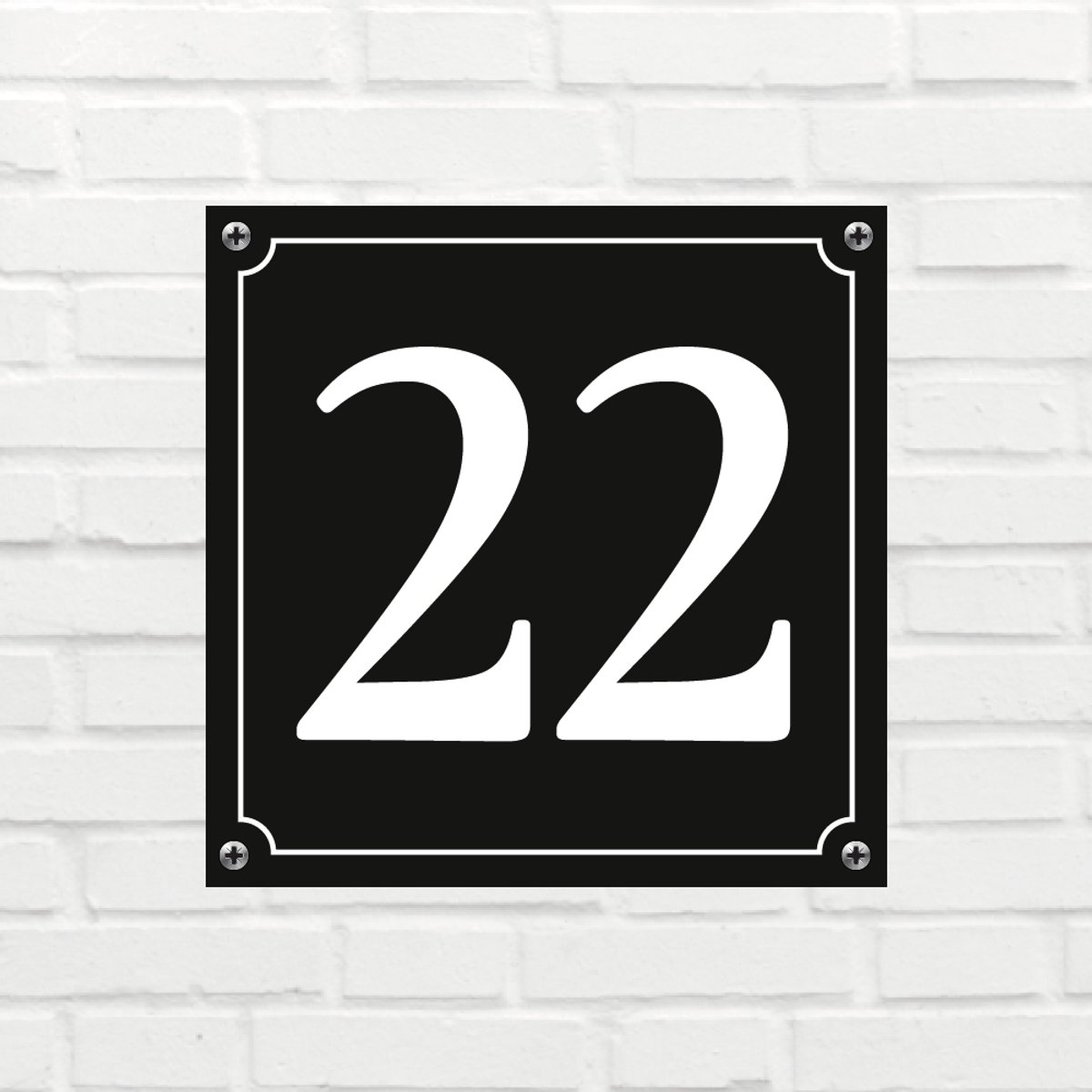 Huisnummerbord Mat zwart Deluxe - Nummer 22 - incl. bevestiging