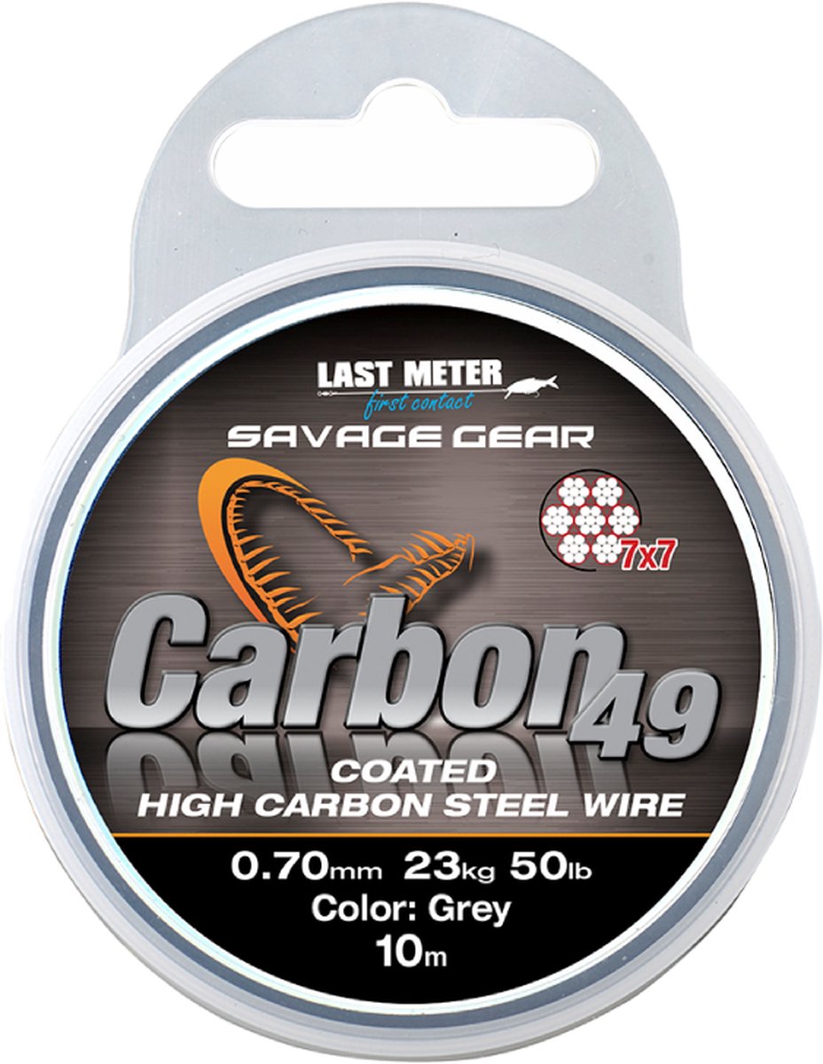 Savage Gear Carbon49 Grey Coated High Carbon Steel Wire 10m - Maat : 0.70mm - 23 kilo - 50lb