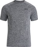 Donkergrijs gemêleerd sportshirt van Under Armour met zwart logo op de borst.