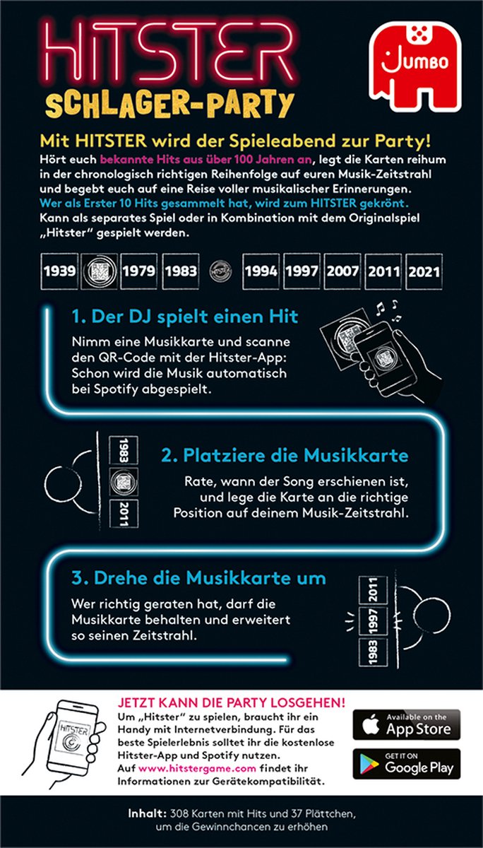 Jumbo - Hitster - Schlager Party - Duitstalig Partyspel - Actiespel — cadeau in Partyspellen - foto 2