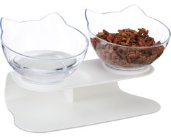 verhoogde voerbak kat - eet- en drinkbak - 500 ml - met standaard