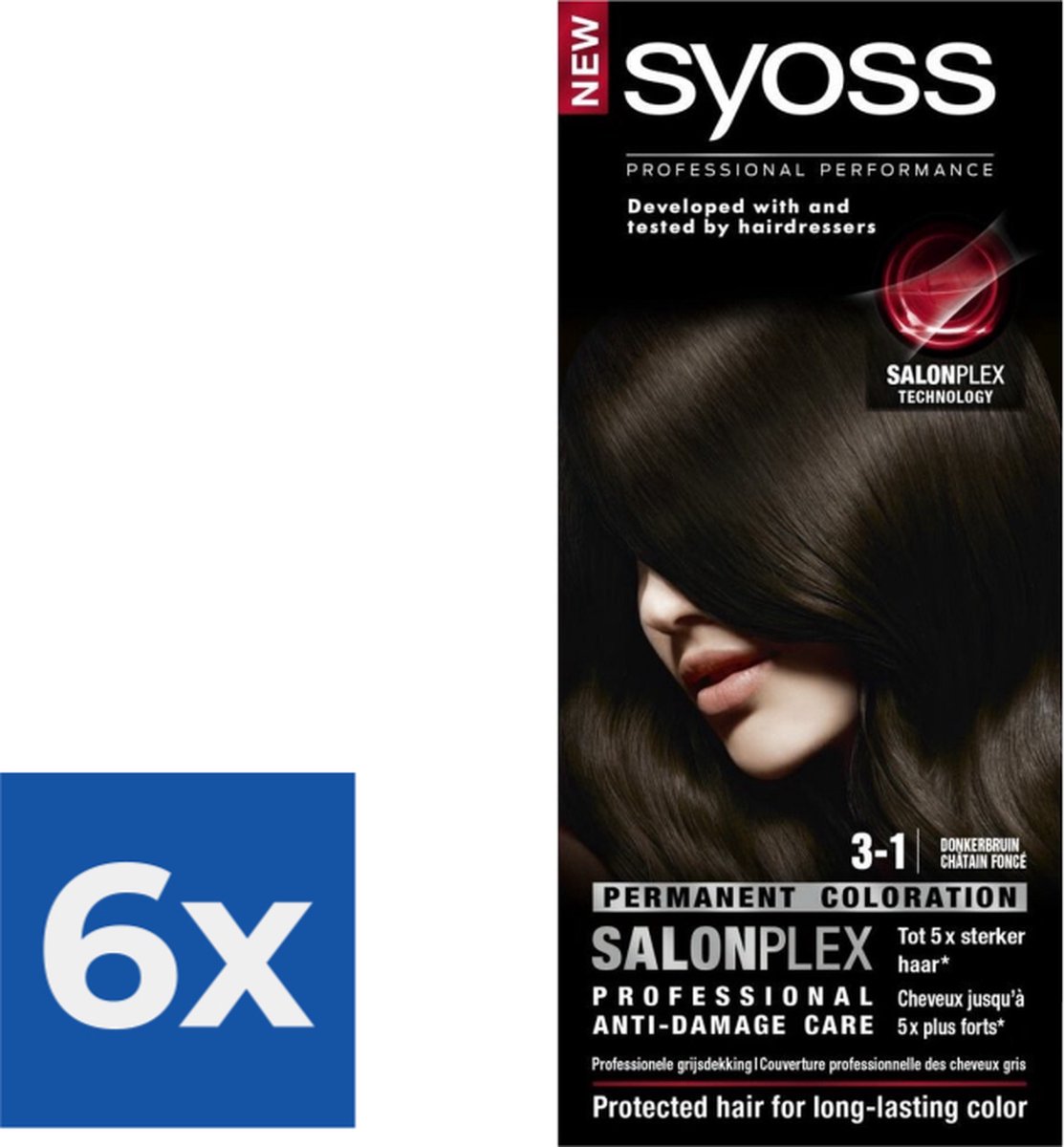 Bol.com Syoss - Haarverf - 3_1 - Donkerbruin - 115ml x 6 aanbieding