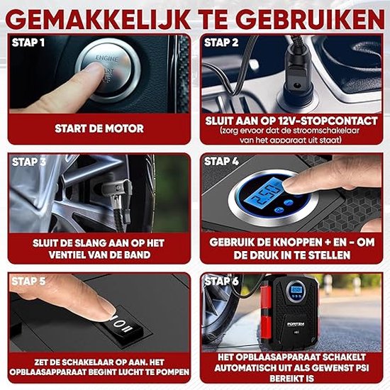 Autobanden Pomp - Multifunctionele Compressor - Bandenpomp - Draagbare Auto Pomp — afbeelding 5