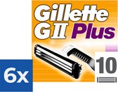 Gillette GII Plus Wegwerpscheermesjes Mannen - 10 stuks - Voordeelverpakking 6 stuks