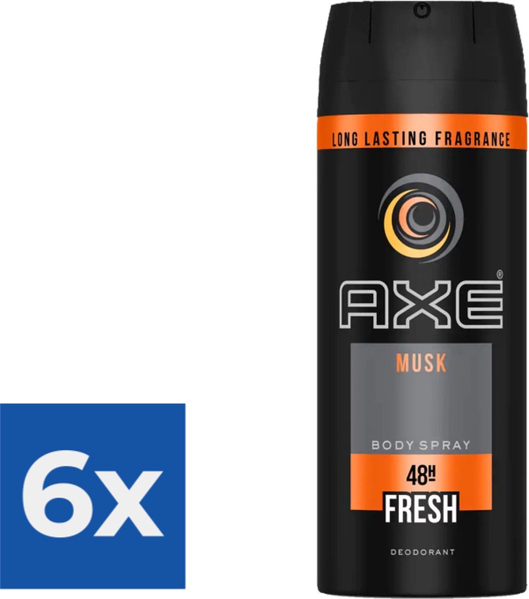 Goedkoopste Axe Deospray - Musk 150 ml - Voordeelverpakking 6 stuks