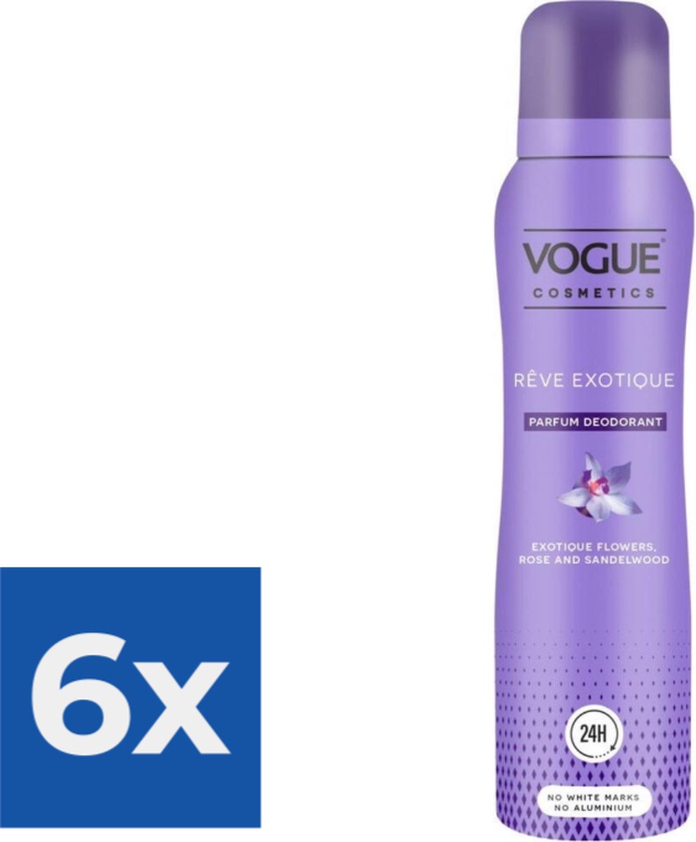 Goedkoopste Vogue Reve Exotique Parfum Deodorant 150 ml - Voordeelverpakking 6 stuks