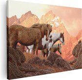 Artaza Peinture sur toile Paarden sauvages dans les Montagnes – 40 x 30 – Klein – Photo sur toile – Impression sur toile