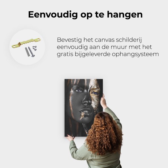 Artaza Canvas Schilderij Gouden Vrouw Gezicht - 40x60 - Foto Op Canvas - Canvas Print