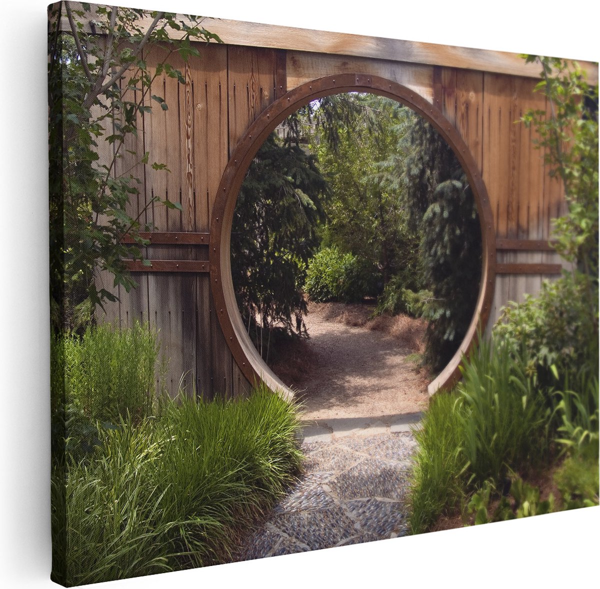 Artaza Canvas Schilderij Tuinpoort - 120x90 cm - Groot - Wanddecoratie Tuin - Muurdecorati