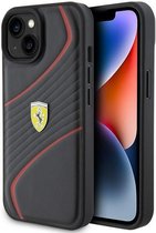 Ferrari Twist Metal Logo Back Case - Geschikt voor Apple iPhone 15 (6.1") - Zwart