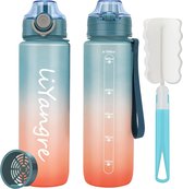 Waterfles 1 liter waterfles met zeef, BPA-vrij, lichtgewicht, SoftTouch, sportwaterfles voor fitness, hardlopen, yoga, fietsen, buitenactiviteiten.