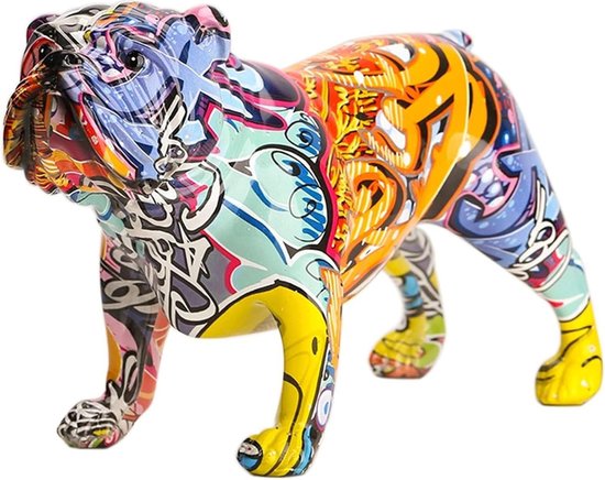 Figurines créatives colorées de bouledogue anglais – Decor graffiti moderne – Pop Art