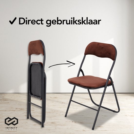 Brixy Klapstoelen - Set van 2 - Vouwstoelen - Fluweel - Eettafelstoelen - Opklapbare Stoelen - 43 x 47 x 80 CM - Stoelen - Blauw
