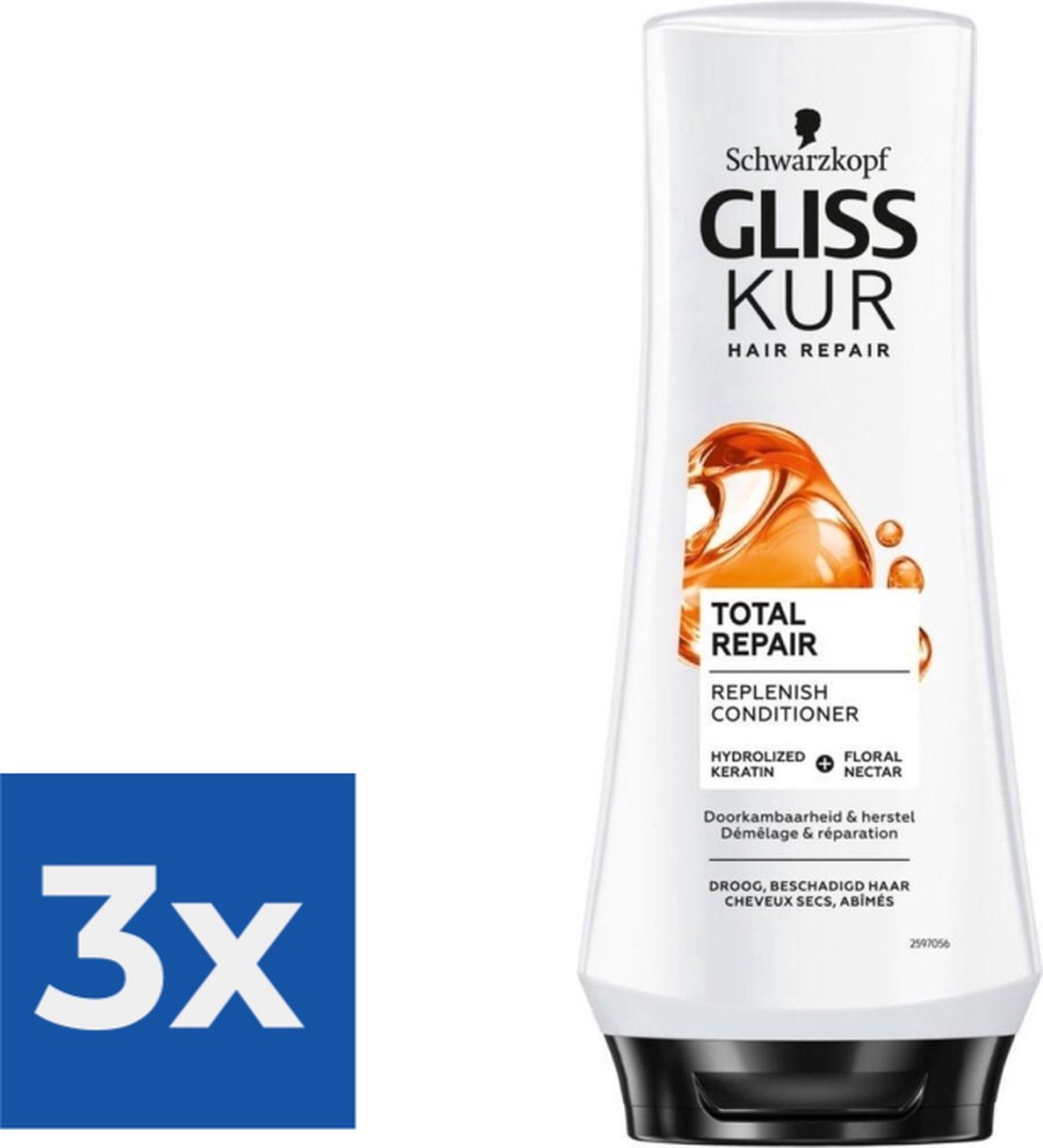 Gliss-Kur Conditioner Total Repair 200 ml - Voordeelverpakking 3 stuks