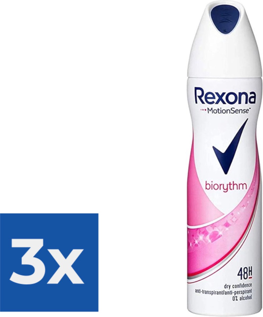 Goedkoopste Rexona Deospray  Biorythm 150 ml - Voordeelverpakking 3 stuks