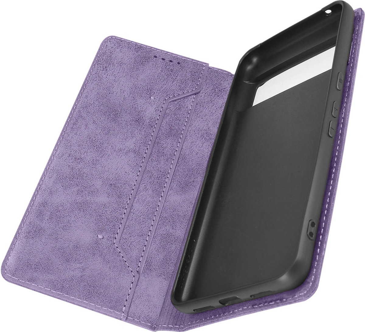 Foliohoes Geschikt voor Google Pixel 8 Pro Anti-RFID portemonnee, Paars