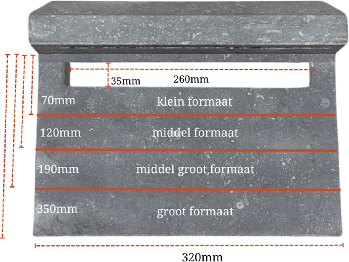 Belgisch hardstenen inbouw brievenbus model 4