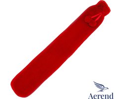 Aerend warmtekussen - Extra Lange kruik met hoes – Warmwaterkruik met Fleece Hoes – 2,5 Liter – Verlicht Nek, Schouder & Buikpijn – Rood