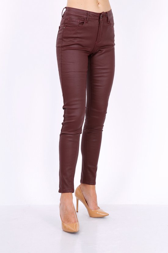 Pantalon aspect cuir couleur Plum - femme - taille XL/42