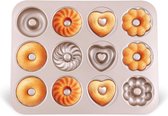 Bakvorm Taart Bagelvorm Bakvormen Donutvormen Bakplaat Gemaakt van Koolstofstaal Antiaanbaklaag 4 Verschillende Modellen 12 Gaten voor Donut Bakpatroon Muffins Koekjes Bagels Pudding