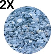 BWK Luxe Ronde Placemat - Grijze Stenen Achtergrond - Set van 2 Placemats - 50x50 cm - 2 mm dik Vinyl - Anti Slip - Afneembaar