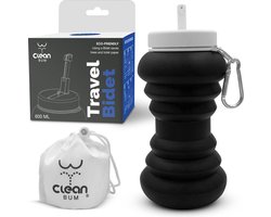 CLEAN BUM Opvouwbare Reisbidet - Draagbare Bidet – Peri Bottle - 600 ml - Zwart - Vaginale Douche