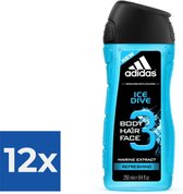 Adidas - Ice Dive - 250 ml - Douchegel - Voordeelverpakking 12 stuks