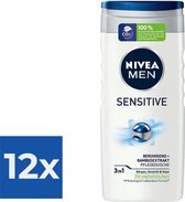 Nivea Douchegel Men - Sensitive 250 ml - Voordeelverpakking 12 stuks