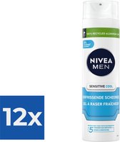 NIVEA MEN Sensitive Cooling - 200 ml -Scheergel - Voordeelverpakking 12 stuks