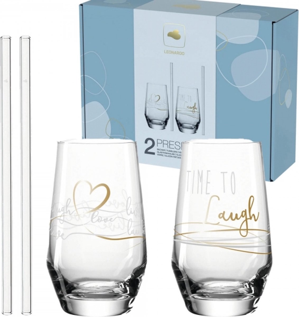 Leonardo Presente Longdrinkglas Inclusief Rietje 2 Stuks