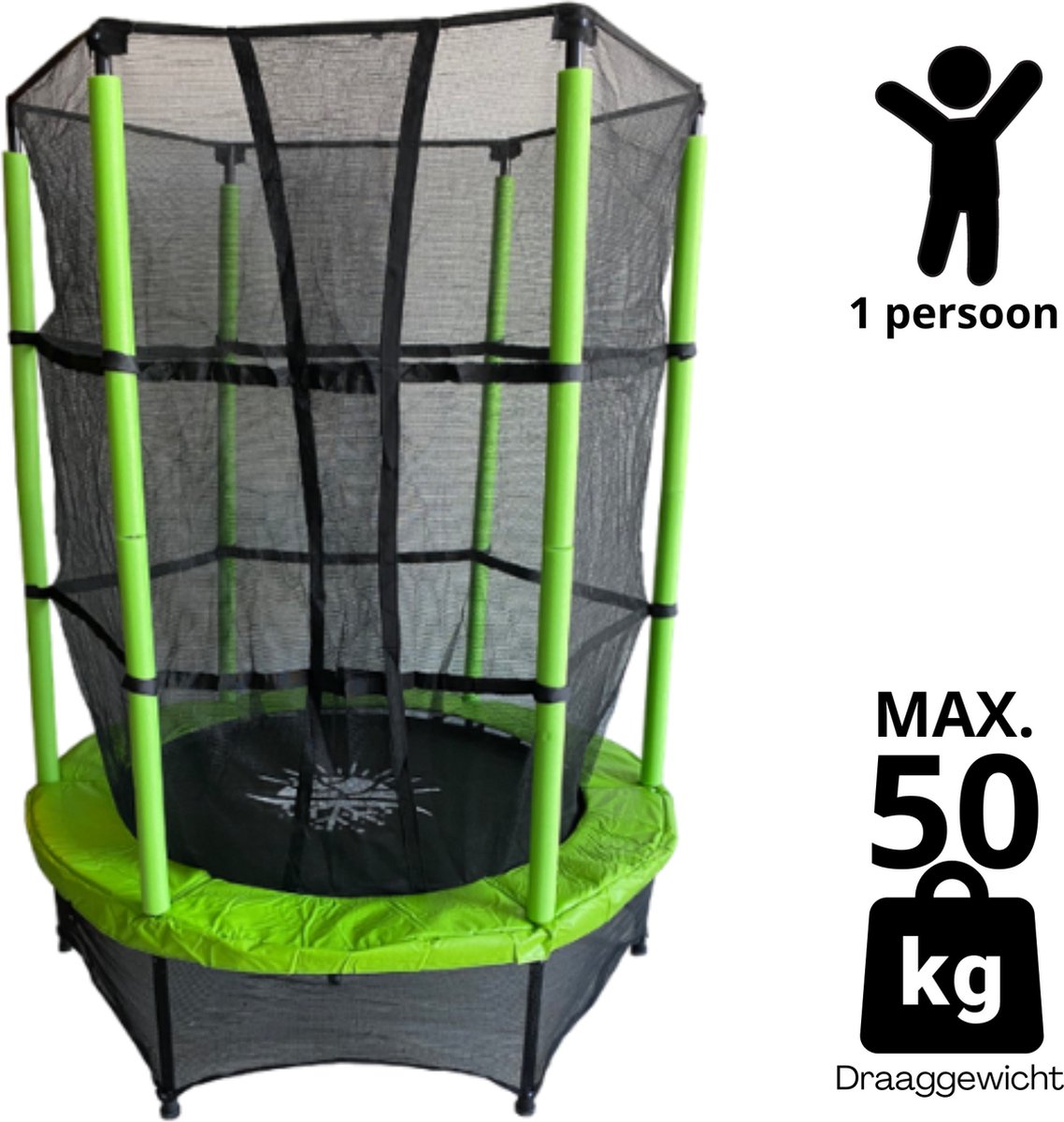 Rijoka Kinder Trampoline Met Veiligheidsnet - Ø140 x 180cm - Indoor & Outdoor Kindertrampoline - Speeltoestel – foto 7