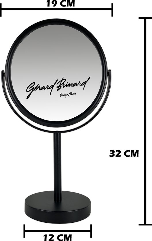 Metalen make-up spiegel mat zwart- 10x vergroting 18cmØ- 3 kleuren - 3 vergrotingen - Gerard Brinard