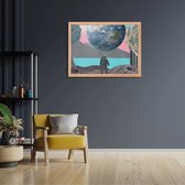 Poster Abstracte Aarde Rechthoek Horizontaal Met Lijst XL (70 X 50 CM) - Hout - Houten Lijst - Bruine Lijst - Wanddecoratie - Posters