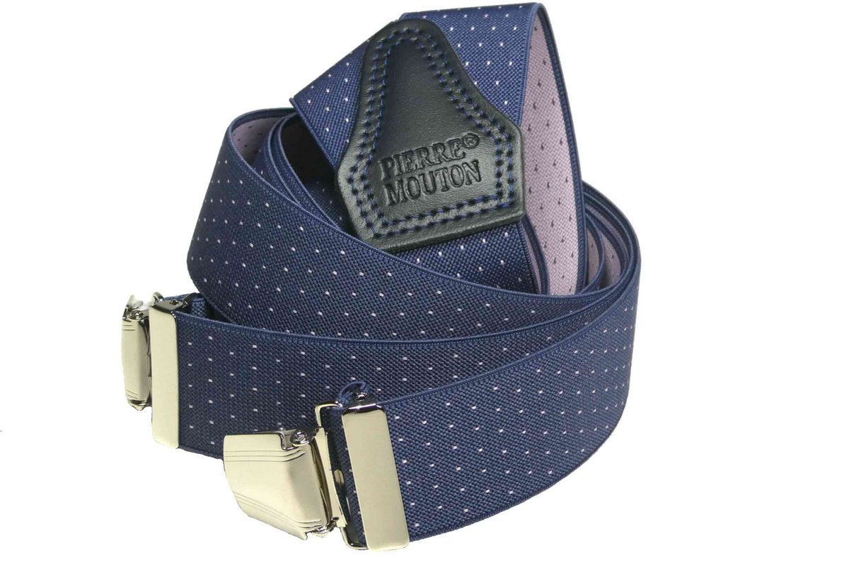 Pierre Mouton - Pin-point Bretel - Bretels - Volwassenen - Heren - Roze - 140cm - 3 brede clips - XL - XXL