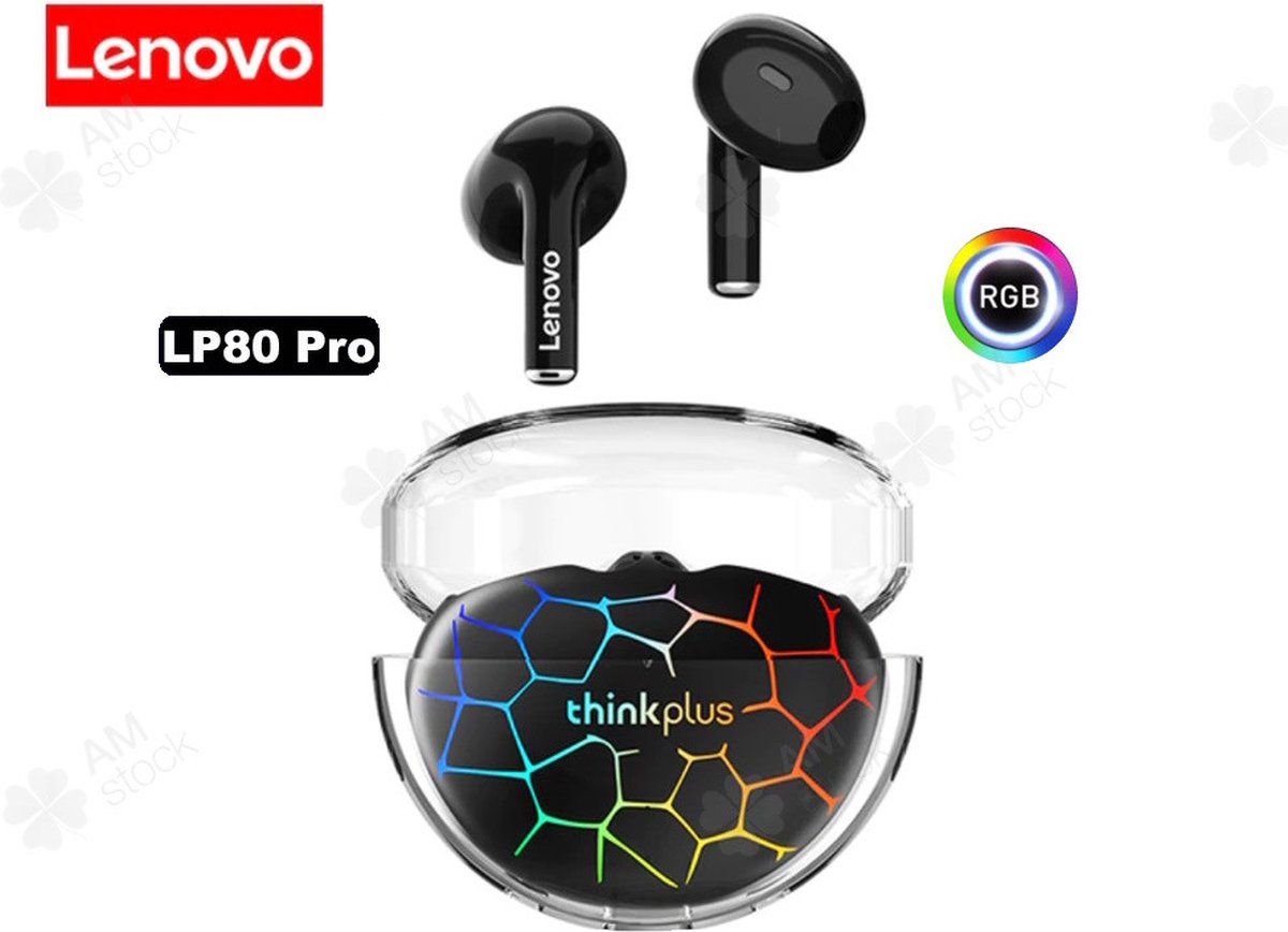 Lenovo - LP80 Pro RGB - Bluetoooth Oordopjes - BT Versie 5.3 - Zwart