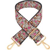 Bag Strap / Tas Riem | Pink - Brown Bloom / Bloemen | 130 x 5 cm | Tashengsel / Schouderriem | Fashion Favorite