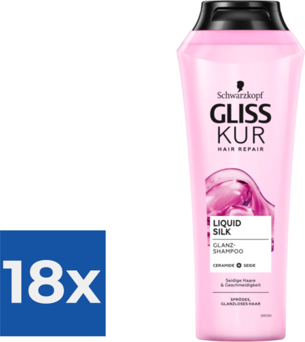 Gliss-Kur Shampoo  Liquid Silk 250 ml - Voordeelverpakking 18 stuks