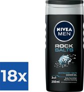 NIVEA Men Rock Salts Douchegel - 250 ml - Voordeelverpakking 18 stuks