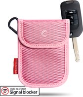 Comsecure® - Housse de protection antivol RFID pour clé de voiture - Rose - Pochette pour clé d'entrée sans clé - Anti skim - Faraday - Bloqueur de signal