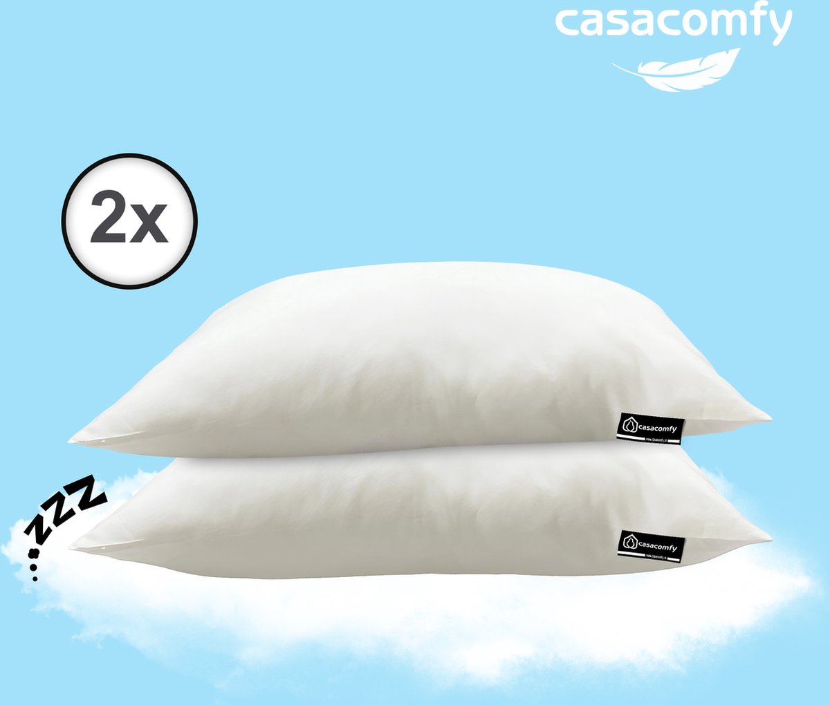 Hoofdkussen , Ergonomisch, Orthopedisch, Pure Comfort,Nekklachten, 60x70 cm, 2 stuks , duo pack, Geschikt voor rug-, zij- en buikslapers