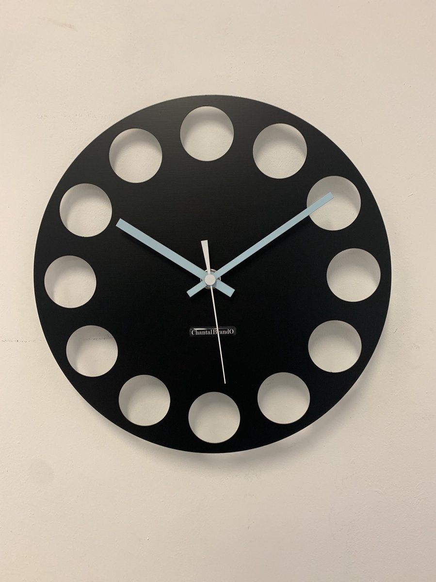 Wandklok CHANTALBRANDO -- BLACK TORNADO 34 -- MODERN DESIGN -- zwart