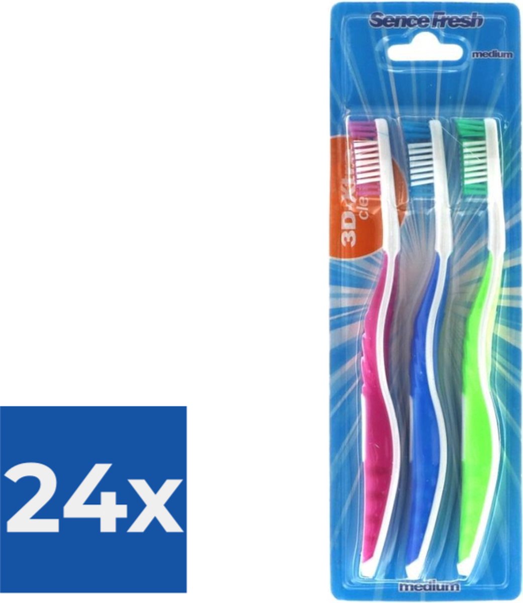Sencefresh Tandenborstel - Medium 3D-Extra Clean 3 st. - Voordeelverpakking 24 stuks