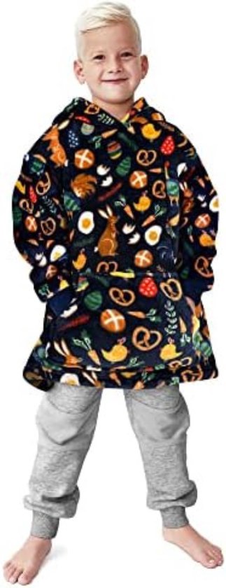 Hoodie Deken Met Print - Hodie Deken Met Mouwen - Hoodie Deken Kinderen - Marineblauwe Staart - (2-4 Jaar Grote Maten)