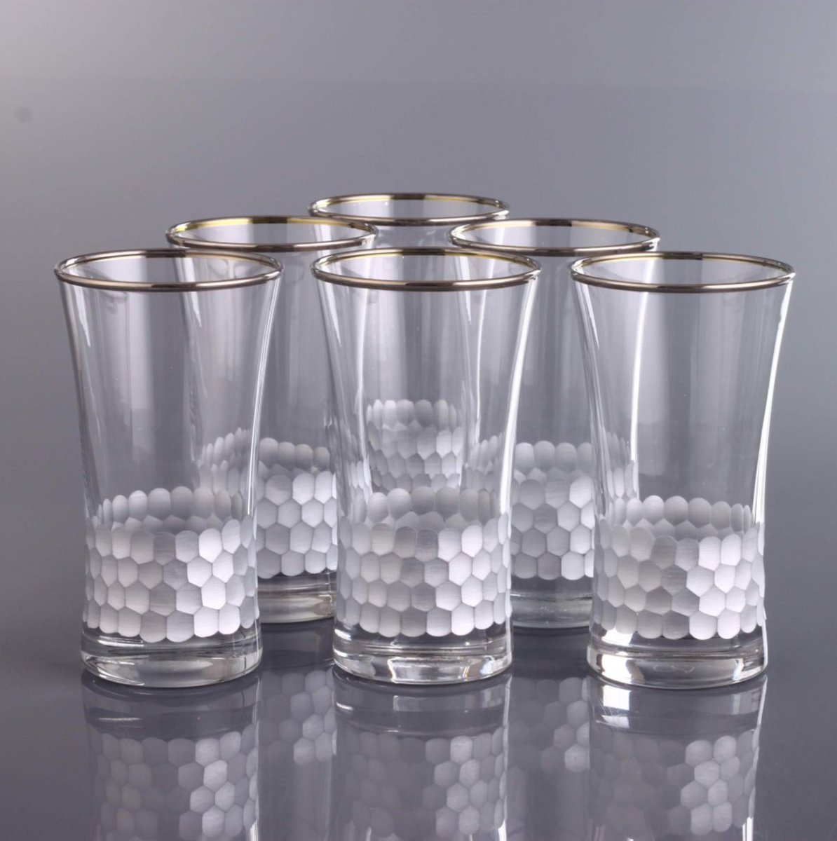 Abka Kristal - Azur Platinum 300 ml - Longdrinkglas set (300 ml) - met de hand versierd met platina - 6 stuks
