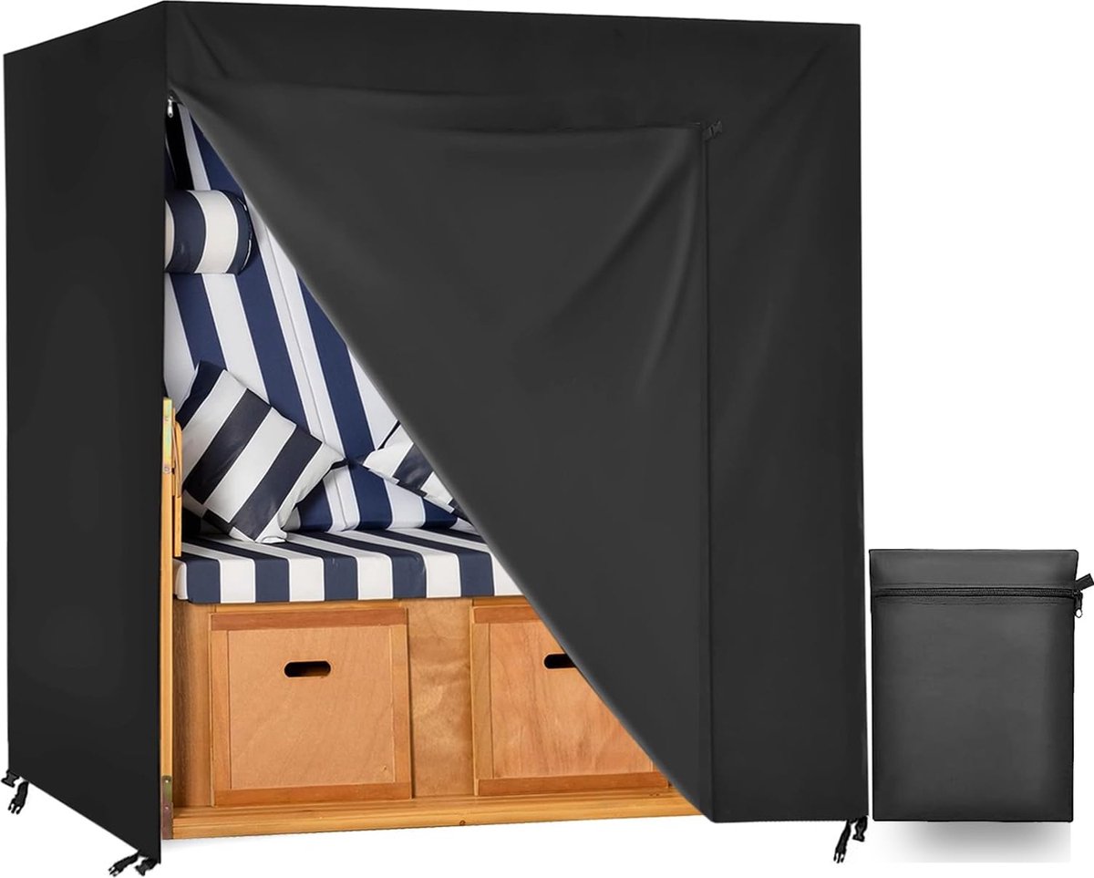 ITSA Terry Towelling Strandlaken met zakken en handgrepen, 100% katoen, opvouwbare hoes voor ligstoel, draagtas, strandlaken voor veilig opbergen (houtskool