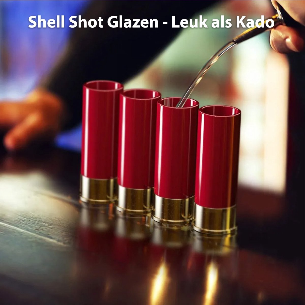 4 Stuks 'Shot Glas' 12 kaliber - Kunststof - Ammunitie Shot - 'Shell Borrelglas' - Munitie Patroon 'Shot glas' - Tactical Shotglazen - Kogelhuls Shooter Set - Bullet Casing Shotglazen