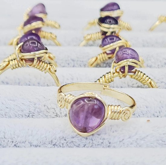 Sunar Home - Ring avec pierres précieuses - Ring pour femme - Ring - Cadeaux - Bijoux - Améthyste