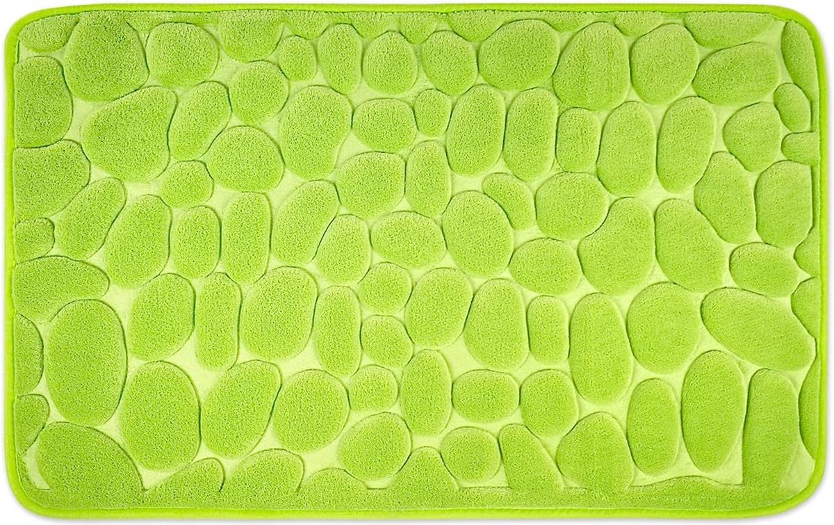 Badkamer Tapijt met Memory Schuim Groen - Badmat kan gecombineerd worden tot een set - Antislip & Maschinewasbaar - Douchedeken 60 x 100 cm